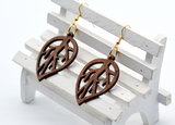 African Wood Leaf Earrings - 1 Pair