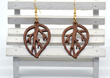 African Wood Leaf Earrings - 1 Pair