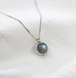 Sterling Silver Rainbow Moonstone Pendant Necklace