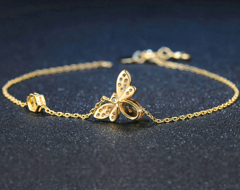 Save The Bees - 100% Natural Oval Citrine Bee Bracelet