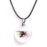 Real Dried Glass Flower Pendant Necklace