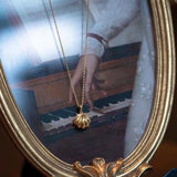 Gold Plated Shell + Pearl Charm Necklace