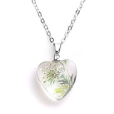 Real Dried Glass Flower Pendant Necklace