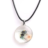 Real Dried Glass Flower Pendant Necklace