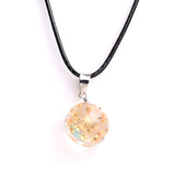 Real Dried Glass Flower Pendant Necklace