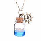 Glowing Ocean Blue Paper Boat Necklace