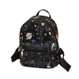 Star Universe Space Leather Print Backpack