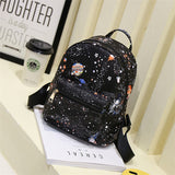 Star Universe Space Leather Print Backpack