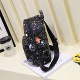 Star Universe Space Leather Print Backpack
