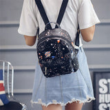 Star Universe Space Leather Print Backpack