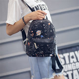 Star Universe Space Leather Print Backpack