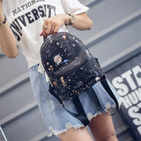 Star Universe Space Leather Print Backpack