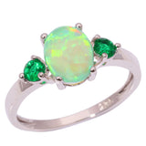 Green Fire Opal Emerald Ring