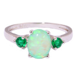 Green Fire Opal Emerald Ring