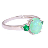 Green Fire Opal Emerald Ring