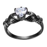 White Heart Zircon Black Gold Filled Ring