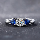 Silver Sapphire Gemstone Ring