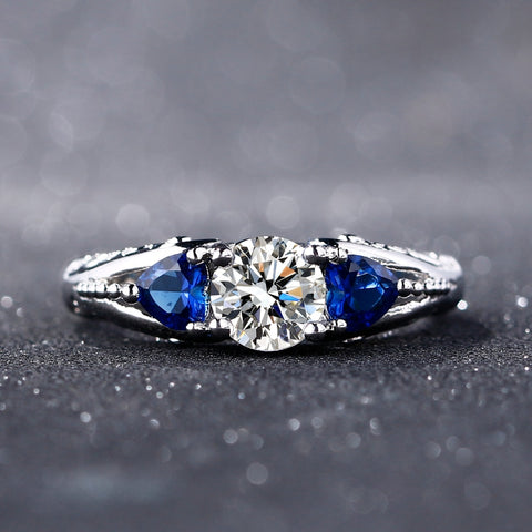 Silver Sapphire Gemstone Ring