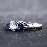 Silver Sapphire Gemstone Ring