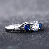 Silver Sapphire Gemstone Ring