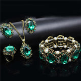 Vintage Jewelry Crystal Bronze Plated Set