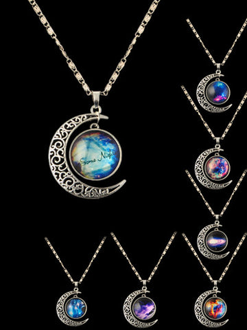 Glass Melody Stars Galaxy Cabochon Necklace