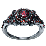 Black Gold Plated Ruby Zirconia Ring