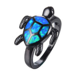 Blue Fire Turtle Opal Ring