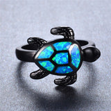 Blue Fire Turtle Opal Ring