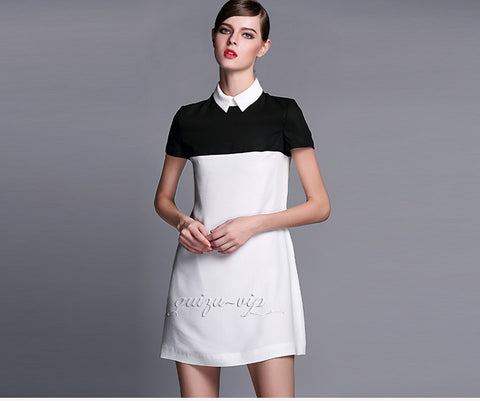 Casual Slim Turn-down Collar Short Sleeve Dresses