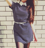 Casual Plaid Dress With Cute Collar