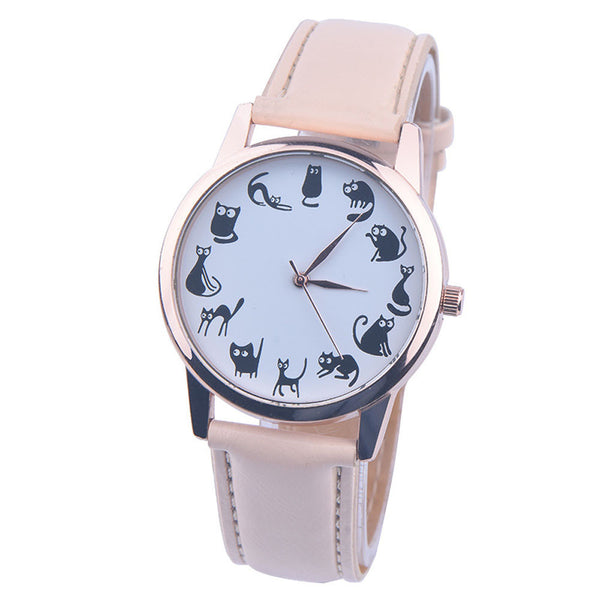 Cat Time PU Leather Quartz WristWatch