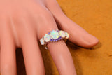 White Fire Opal Amethyst Ring