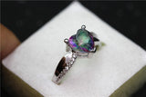Silver Plated Rainbow Heart Cubic Zirconia Ring