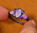 Black Gold Pink Opal Ring