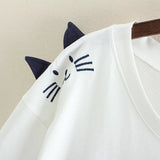 Cat and Fish Short Sleeved T Shirt