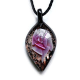 Leaf Shape Lampwork Glass Pendant Necklace