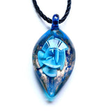 Leaf Shape Lampwork Glass Pendant Necklace