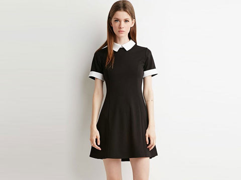 Casual Black Dress with Collar