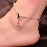 Butterfly Crystal Drop Anklet Bracelet