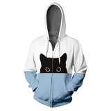 Peek a Boo Unisex Bi Color Cat Hoodie