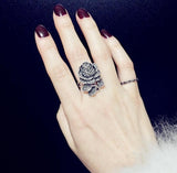 Silver Rose Flower Ring