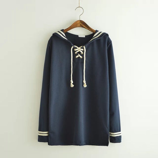 Sailor Collar Long Sleeve Pullover