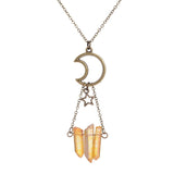 Natural Stone Quartz Moon Star Charm Pendant Necklace