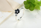 Mystic Floral Flower CZ & Black Enamel Ring