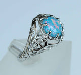 Silver Blue Fire Opal Ring