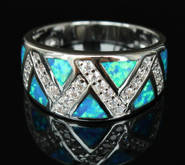 Geometry Blue Fire Opal Ring