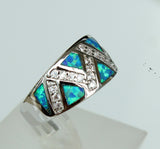 Geometry Blue Fire Opal Ring