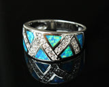 Geometry Blue Fire Opal Ring