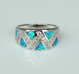 Geometry Blue Fire Opal Ring